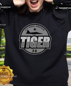 Premium U.S. Naval Aviation F-5 Tiger Jet sweatshirt featuring military aircraft pilot design, perfect for aviation enthusiasts.