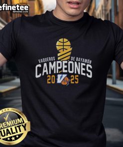 Premium Vaqueros De Bayamon Champions 2025 T-Shirt celebrating Baloncesto Superior Nacional basketball victory.