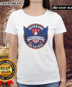 Premium Veterans On Patrol Protector Eagle Logo Ladies Tee showcasing a stylish design for veterans and supporters.