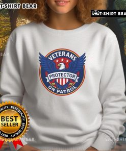 Premium Veterans On Patrol Protector Eagle Logo Sweatshirt featuring an eagle emblem and comfortable design for supporters.
