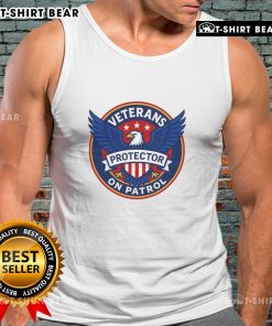 Premium Veterans On Patrol Protector Eagle Logo Tank Top featuring a bold eagle emblem for veterans' support.