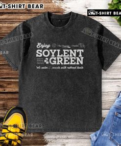 Premium vintage Soylent Green washed t-shirt featuring a retro design, perfect for casual wear and eco-friendly fashion.