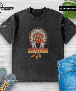 Alt Text: Premium Washington Commanders Football Native American washed t-shirt featuring vibrant team colors and logo design.