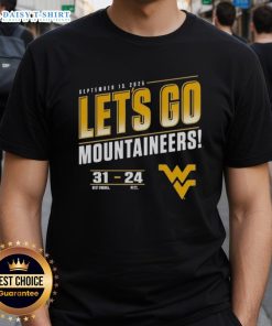 Premium West Virginia Mountaineers Vs Pitt Panthers 2025 T-Shirt featuring 'Let's Go' graphic for fans.