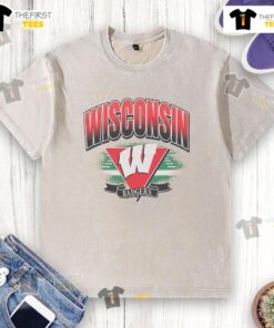 Premium Wisconsin Badgers Arena Fade Washed T-Shirt featuring a stylish design in team colors, perfect for fans.