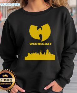 Premium Wu-Tang Wednesday Skyline Sweatshirt featuring iconic Wu-Tang design against a city skyline backdrop.
