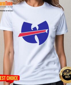 Premium Wu-Tang X Buffalo Bills Mafia Logo Ladies Tee featuring bold graphics and stylish design for fans.