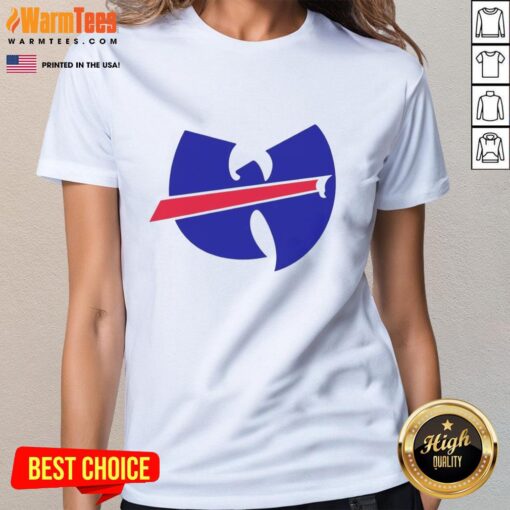 Premium Wu-Tang X Buffalo Bills Mafia Logo Ladies Tee featuring bold graphics and stylish design for fans.