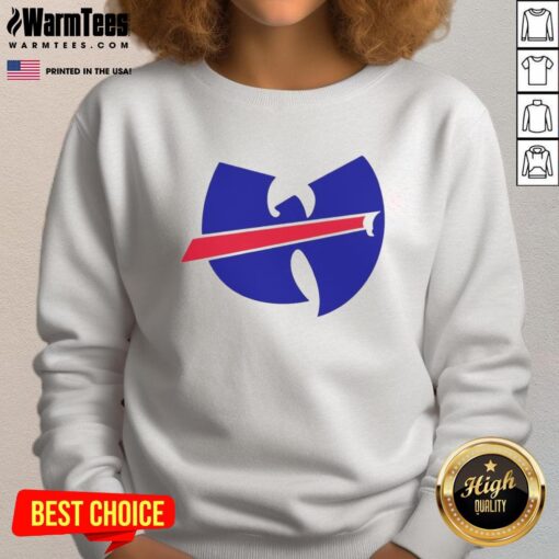 Premium Wu-Tang x Buffalo Bills Mafia logo sweatshirt featuring bold graphics and a stylish design for fans.