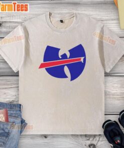 Premium Wu-Tang X Buffalo Bills Mafia logo washed t-shirt featuring bold graphics and a stylish design.