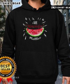 Colorful 'Pretty All Watermelons Matter' hoodie featuring vibrant watermelon graphics, perfect for summer fruit lovers.