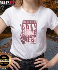 Pretty Arizona Cardinals Football ladies tee, established 1920, featuring 'Rise Up Red Sea' design for passionate fans.