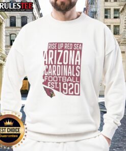 Pretty Arizona Cardinals football sweatshirt, established 1920, featuring 'Rise Up Red Sea' design for hometown fans.