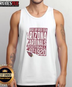 Stylish Arizona Cardinals tank top celebrating the team's Est. 1920 with 'Rise Up Red Sea' slogan for fans.