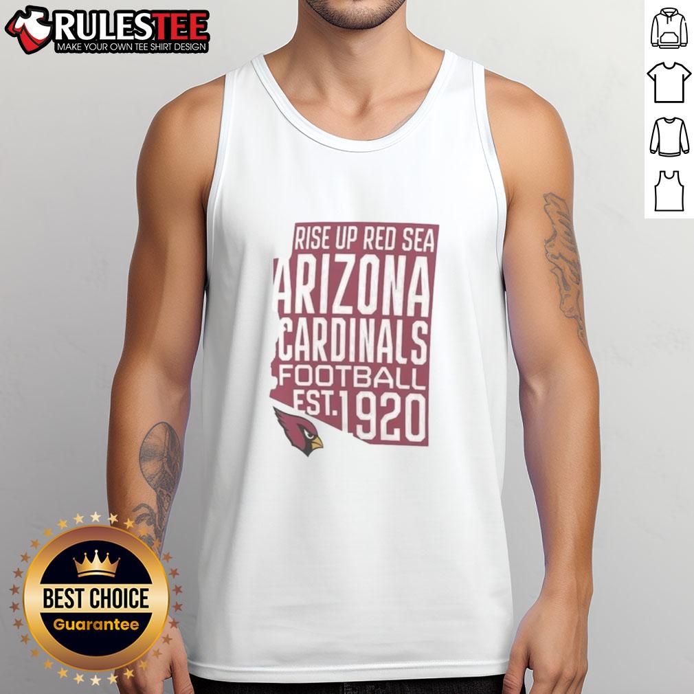Pretty Arizona Cardinals Football Est 1920 Rise Up Red Sea Hometown Tank Top Stylish Arizona Cardinals tank top celebrating the team's Est. 1920 with 'Rise Up Red Sea' slogan for fans.