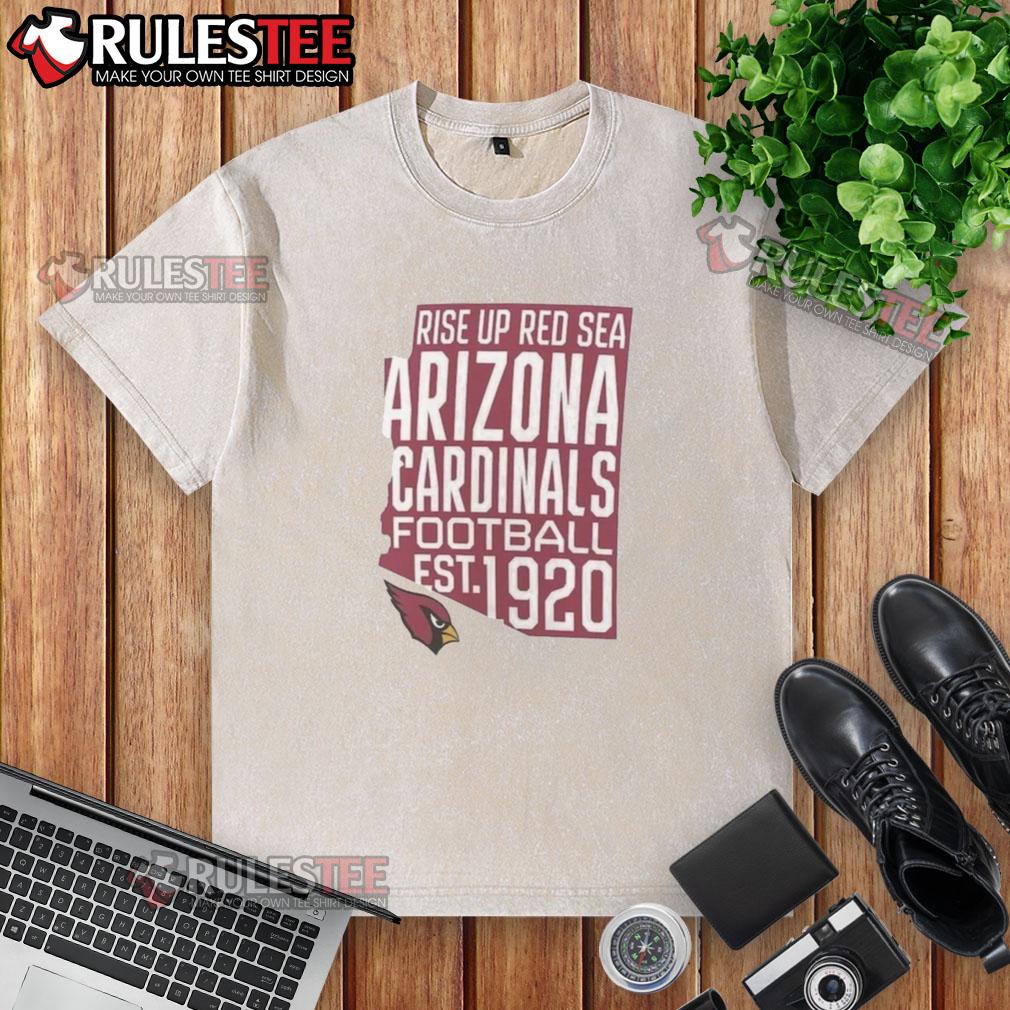 Pretty Arizona Cardinals Football Est 1920 Rise Up Red Sea Hometown Washed T-Shirt Arizona Cardinals football washed t-shirt, established 1920, featuring 'Rise Up Red Sea' design, perfect for fans.