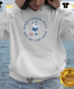Stylish 'Pretty Birmingham City' hoodie displayed against a vibrant backdrop, showcasing Villa pride and urban fashion.