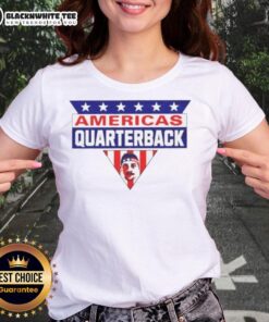 Pretty Buffalo Bills Football America's Quarterback flag design on a stylish ladies tee shirt.