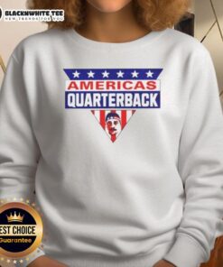 Alt Text: Stylish Buffalo Bills sweatshirt featuring America's quarterback flag design, perfect for fans and cozy game day wear.