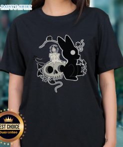 Pretty Bunny Halloween Candle Skull Ladies Tee featuring a cute bunny design with a skull and candle for festive style.