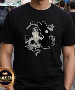 Pretty Bunny Halloween Candle Skull T-Shirt featuring a cute bunny with a skull and candles design for festive spooky vibes.