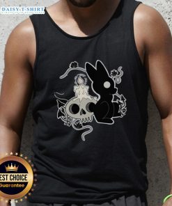 Pretty Bunny Halloween Candle Skull Tank Top featuring a cute bunny and spooky skull design for festive style.