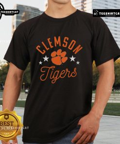 Alt Text: Pretty Clemson Tigers Paws T-Shirt featuring a vibrant design of tiger paws, perfect for fans and casual wear.