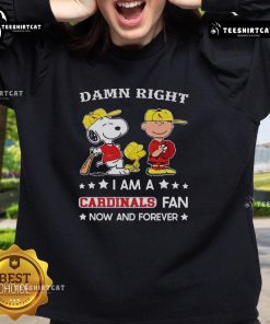 Alt Text: Snoopy and Charlie Brown on a stylish sweatshirt, showcasing pride as a Cardinals fan now and forever.
