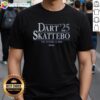 Alt Text: Stylish 'Pretty Dart-Skattebo '25 T-Shirt' featuring vibrant colors and unique design, perfect for dart enthusiasts.