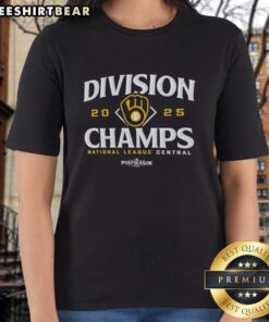 Milwaukee Brewers 2025 postseason tee for ladies, celebrating National League Central division champions.