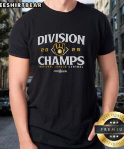 Milwaukee Brewers 2025 Postseason NL Central champions t-shirt featuring team logo and vibrant graphics.
