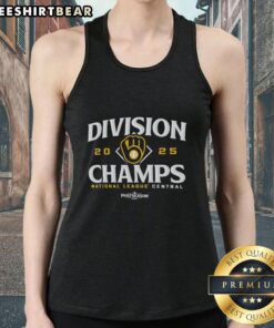 Milwaukee Brewers 2025 National League Central Division Champions tank top showcasing team pride and postseason spirit.