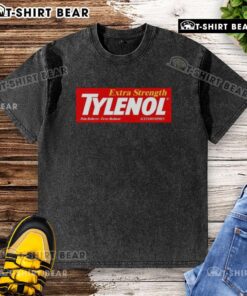 Alt Text: Pretty Extra Strength Tylenol logo on a washed t-shirt, showcasing a trendy and casual style for comfort and relief.