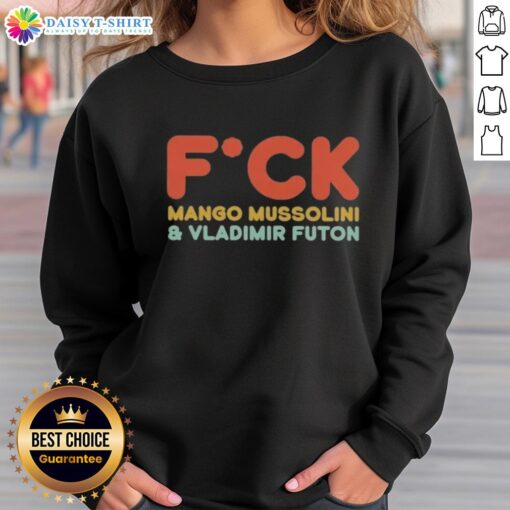 Pretty Fck Mango Mussolini and Vladimir Futon sweatshirt featuring bold graphics and unique design, perfect for casual wear.