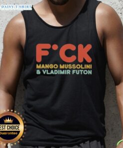 Stylish tank top featuring 'Pretty Fck Mango Mussolini and Vladimir Futon' design, perfect for casual summer outfits.
