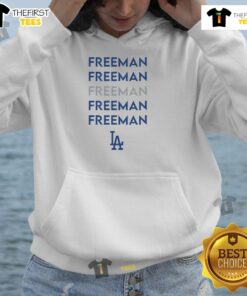Alt Text: Pretty Freddie Freeman Los Angeles Dodgers Repeat Hoodie showcasing stylish design and team colors for fans.