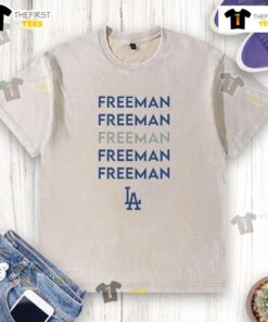 Pretty Freddie Freeman Los Angeles Dodgers Repeat Washed T-Shirt featuring vibrant team colors and stylish design.