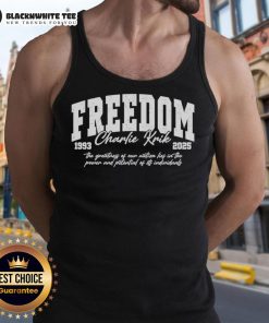 Pretty Freedom Charlie Kirk Rest In Peace tank top honoring a true American patriot, 1993-2025, showcasing patriotic design.