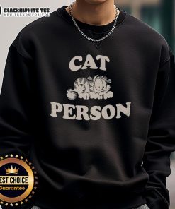 Pretty Garfieid cat person sweatshirt featuring a colorful graphic of a playful cat on a cozy, casual top.