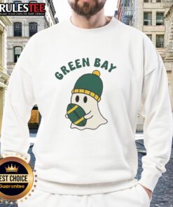 Pretty Green Bay Packers ghost football Halloween sweatshirt featuring a spooky design for festive fans.