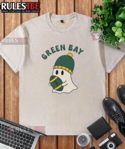 Pretty Green Bay Packers ghost football Halloween washed t-shirt featuring a spooky design perfect for game day.