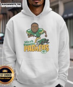 Micah Parsons in a stylish green hoodie, showcasing the Pretty Green Bay Packers logo for football fans.
