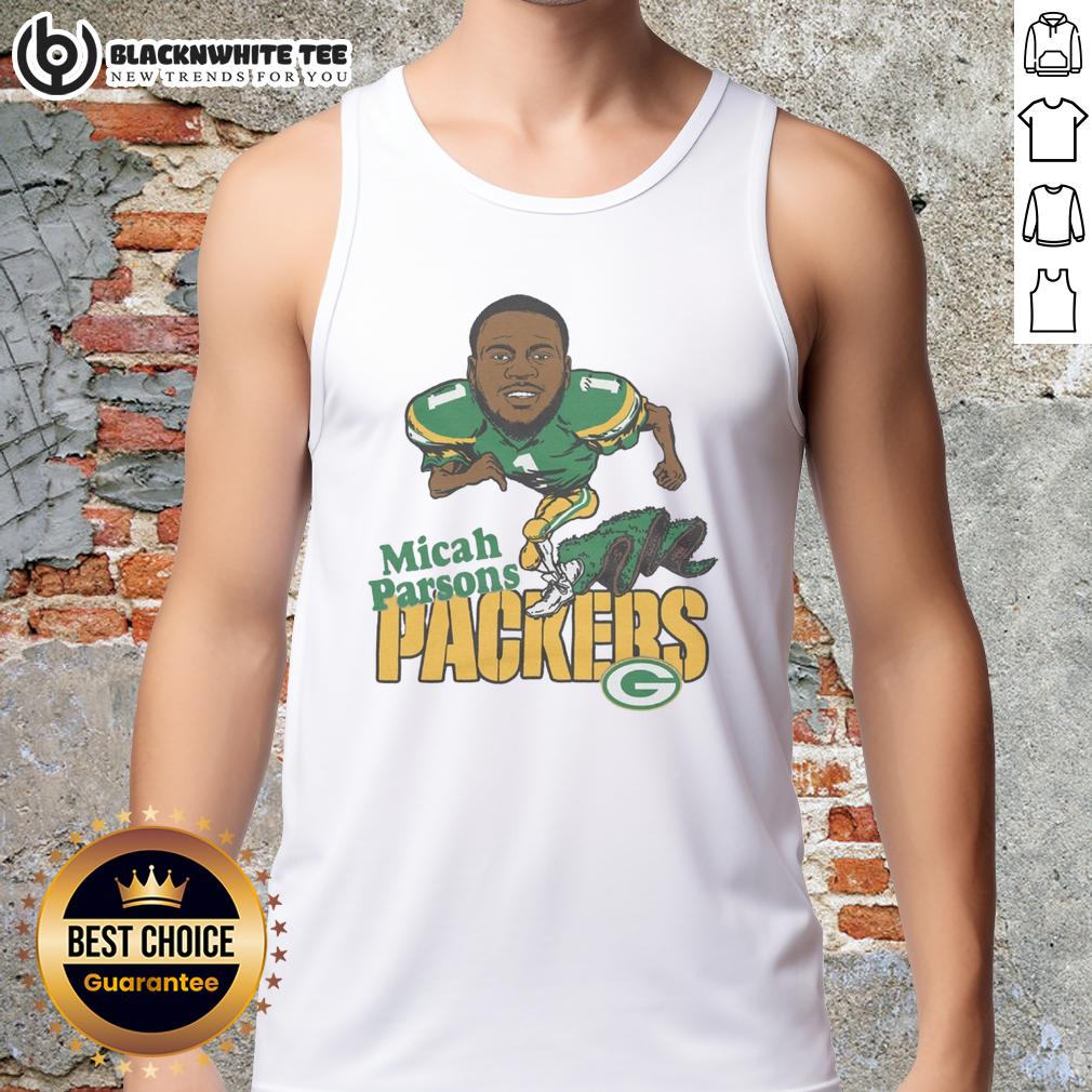 Pretty Green Bay Packers Micah Parsons Tank Top Micah Parsons wearing a stylish green tank top featuring the Green Bay Packers logo at a football event.