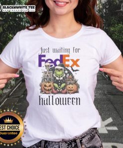 Alt Text: Pretty Grinch Halloween ladies tee featuring a whimsical design, perfect for festive celebrations and unique style.
