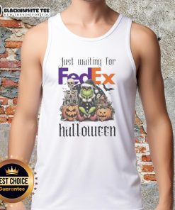 Pretty Grinch Halloween tank top design, perfect for festive celebrations and waiting for FedEx deliveries.
