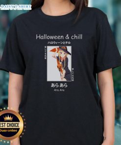 Pretty Halloween anime witch Ara Ara Senpai ladies tee featuring a whimsical design perfect for spooky season.
