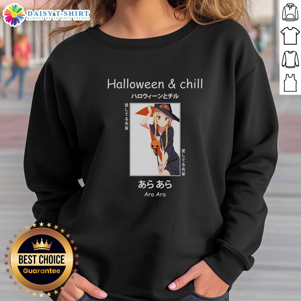 Pretty Halloween Anime Witch Ara Ara Senpai Sweatshirt Pretty Halloween anime witch sweatshirt featuring 'Ara Ara Senpai' design, perfect for spooky season style.