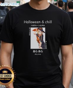 Pretty Halloween Anime Witch Ara Ara Senpai T-Shirt featuring a stylish witch design perfect for Halloween celebrations.