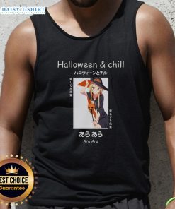 Pretty Halloween anime witch in Ara Ara Senpai tank top, showcasing a playful design perfect for spooky season.