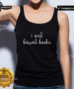 Heather Dubrow wearing a stylish I Read Banned Books tank top, showcasing her love for literature and free expression.